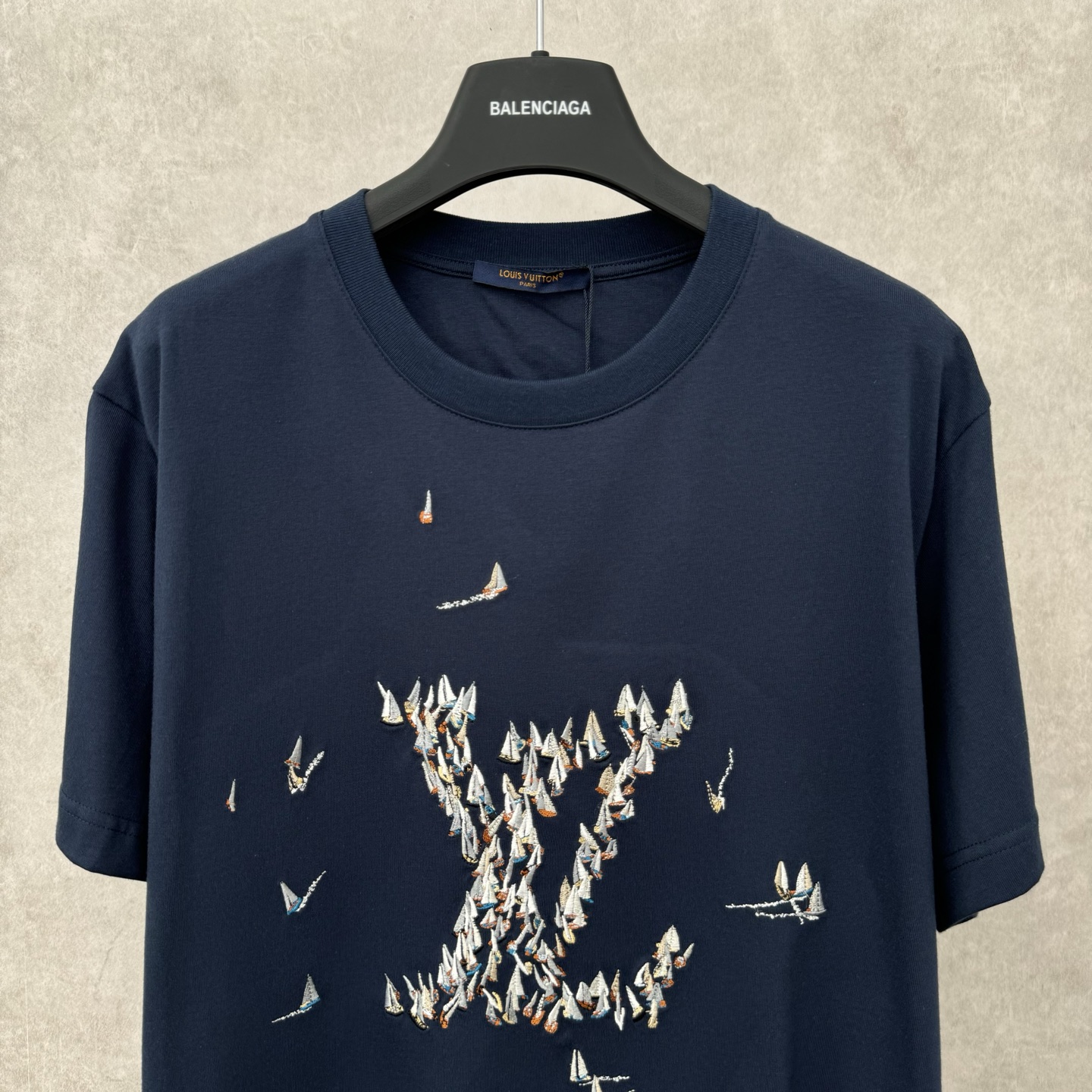 高級感溢れる LV ヴィトン tシャツ 公式コピー シンプル 純綿 半袖トップス ゆったり ブルー_3