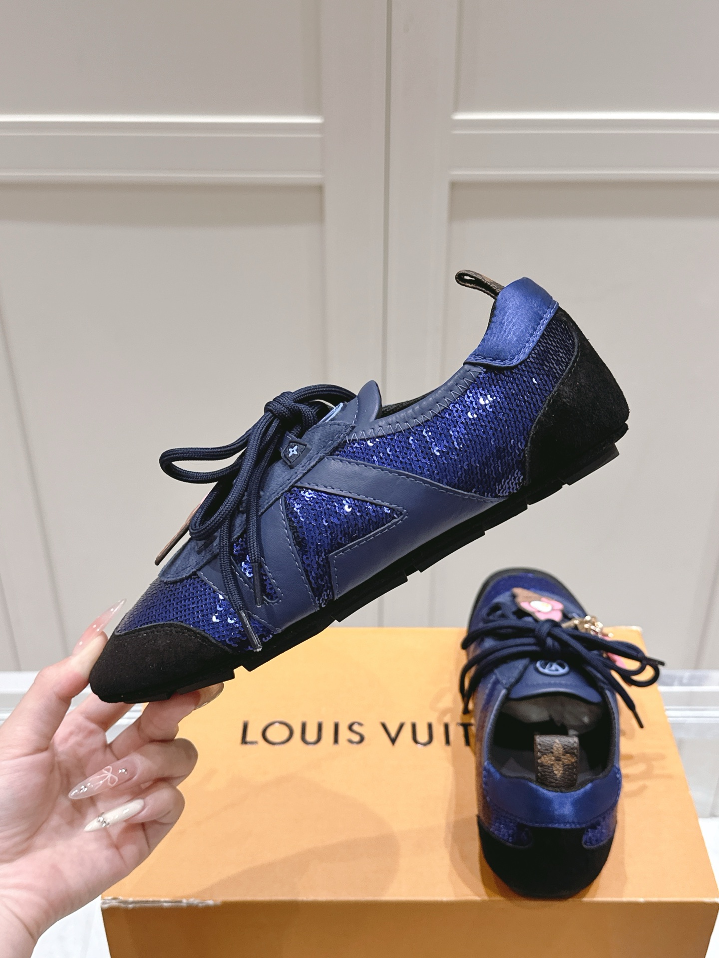 バレエ風 ルイヴィトン スニーカー 8コピー カップルシューズ Sneakerina 優雅 男女兼用 ブルー_5