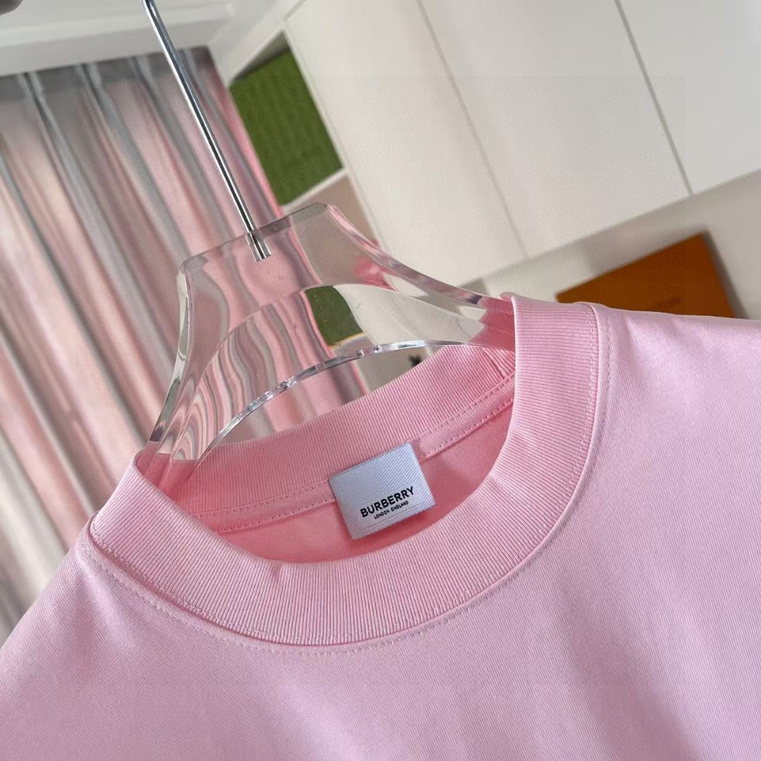 burberry t シャツ キッズ偽物 個性プリント 純綿 トップス ゆったり 男女兼用 ピンク_3