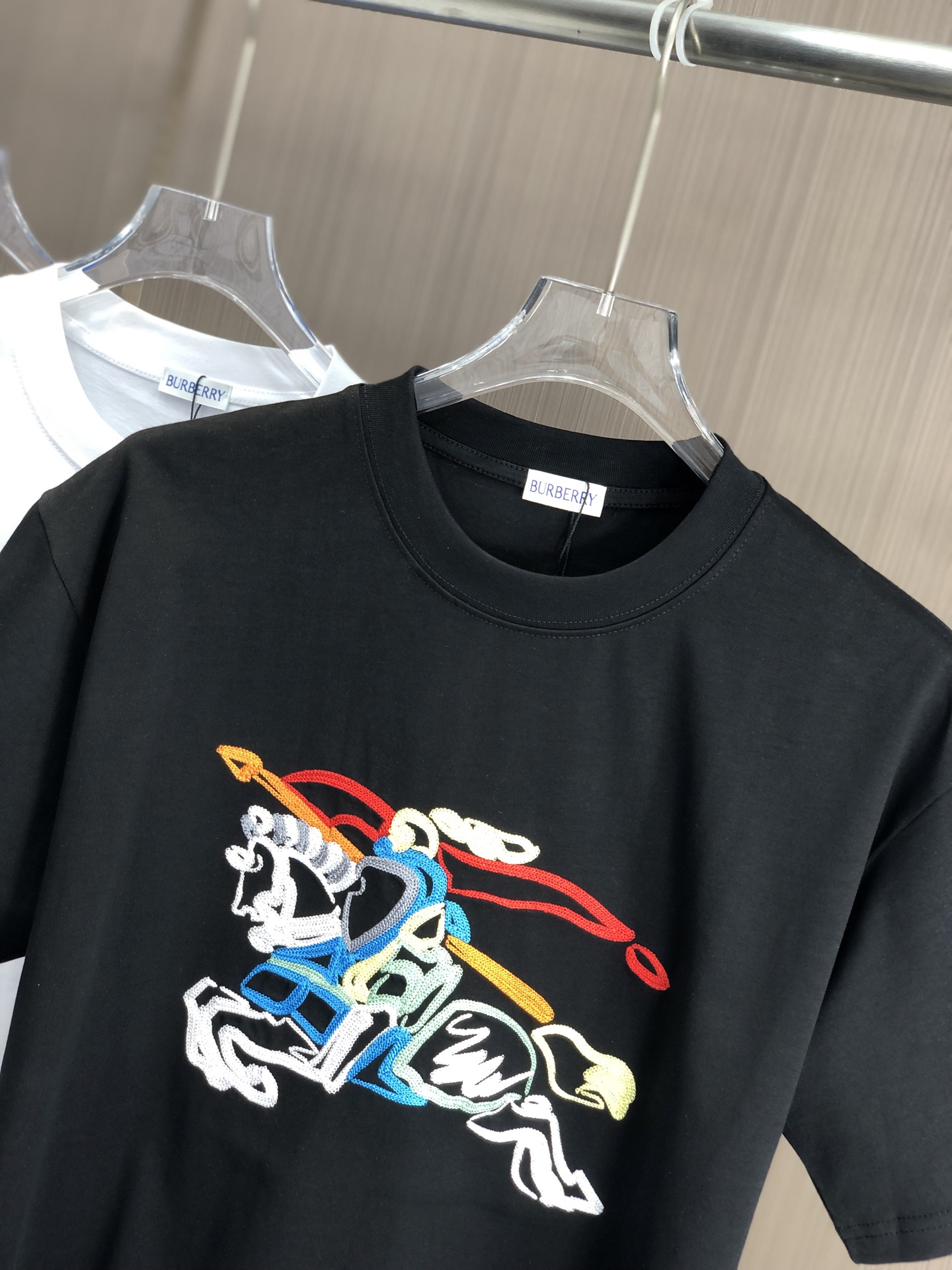 burberry t シャツ ロゴ激安通販 プリント 純綿 トップス ゆったり 男女兼用 シンプル ブラック_2