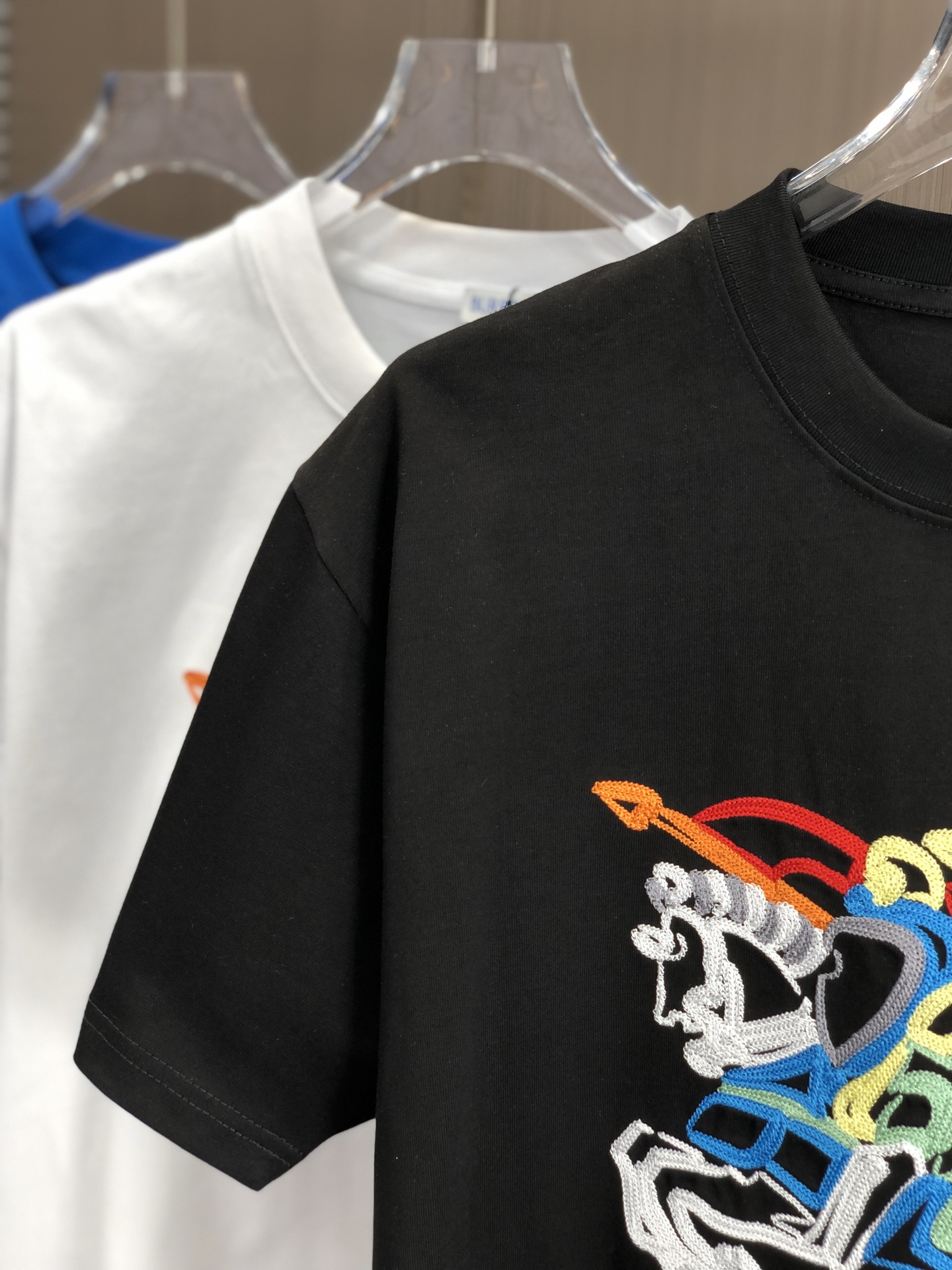 burberry t シャツ ロゴ激安通販 プリント 純綿 トップス ゆったり 男女兼用 シンプル ブラック_4