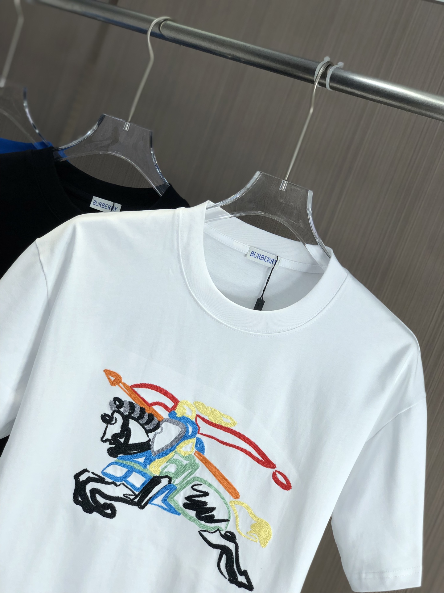 大販売 burberry ロゴ t シャツコピー プリント 純綿 トップス ゆったり 男女兼用 シンプル ホワイト_2