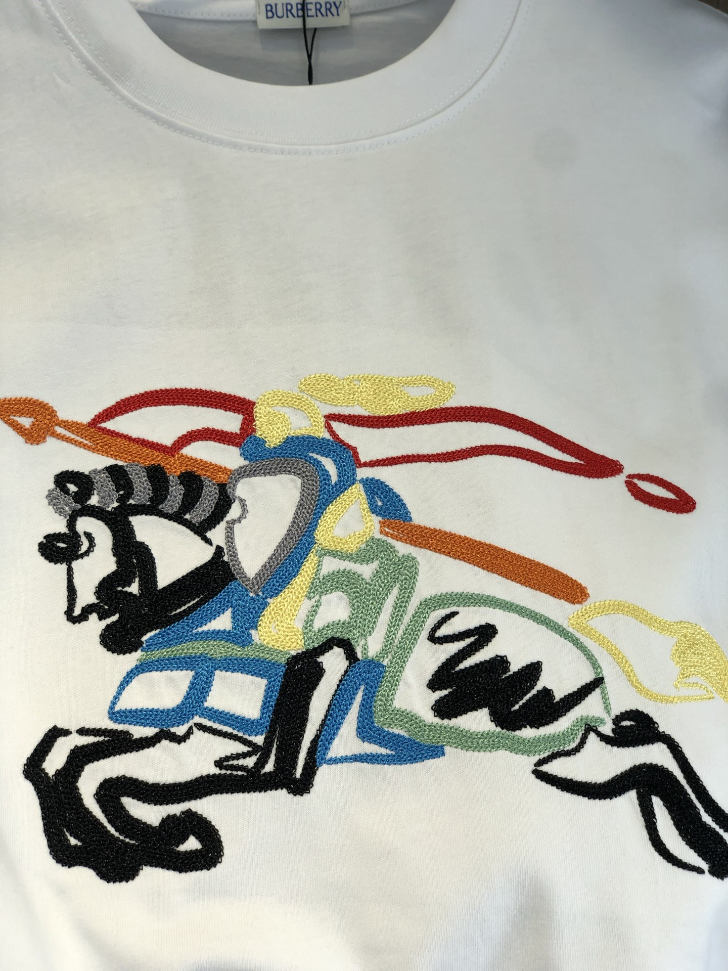大販売 burberry ロゴ t シャツコピー プリント 純綿 トップス ゆったり 男女兼用 シンプル ホワイト_4