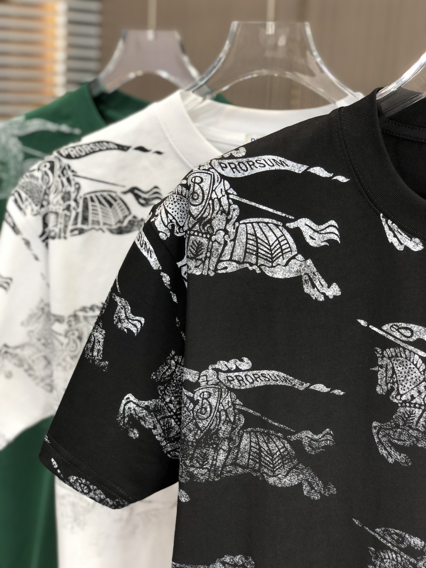 burberry ロゴ シャツスーパーコピー プリント 純綿Ｔシャツ トップス ゆったり 男女兼用 シンプル ブラック_3