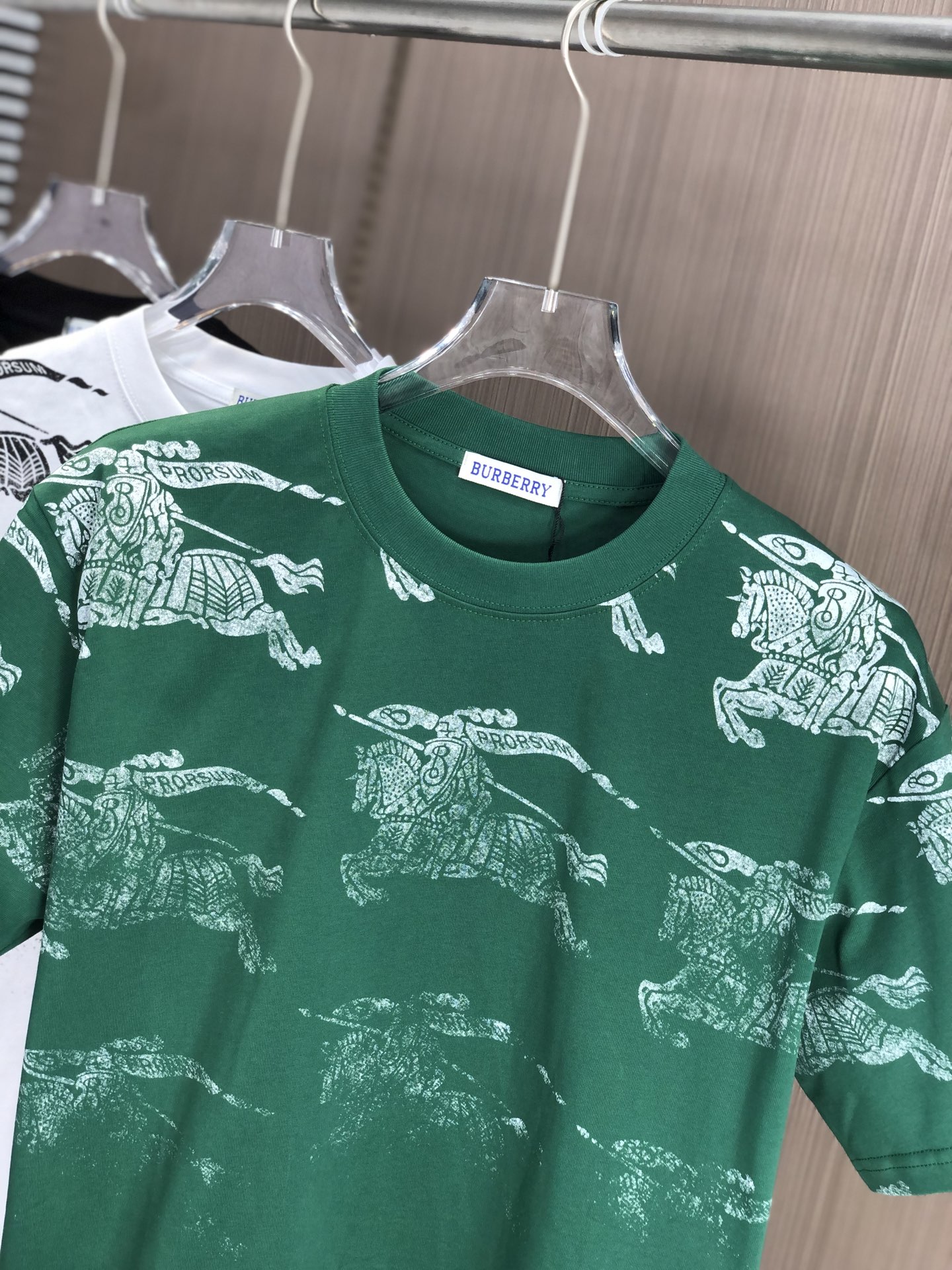 burberry ロング t シャツコピー プリント 純綿 トップス ゆったり 上質 シンプル グリーン_2