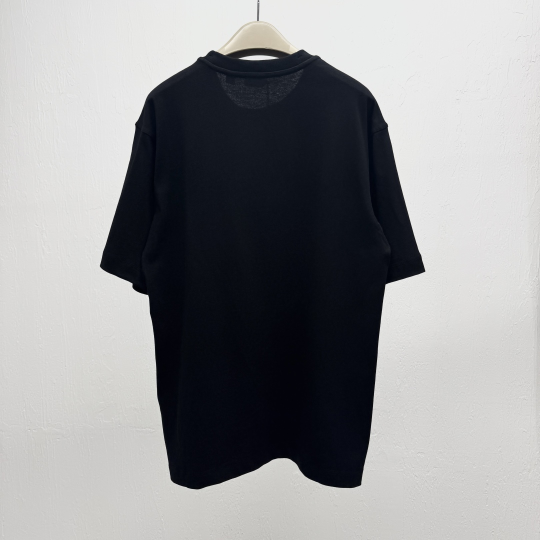 お洒落 シュプリーム バーバリー t シャツ偽物 刺繍 100％綿 トップス ゆったり 高品質 ブラック_4