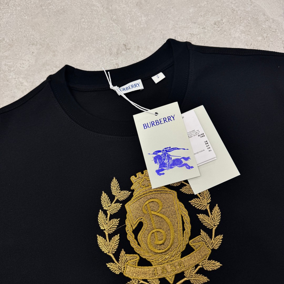 お洒落 シュプリーム バーバリー t シャツ偽物 刺繍 100％綿 トップス ゆったり 高品質 ブラック_5