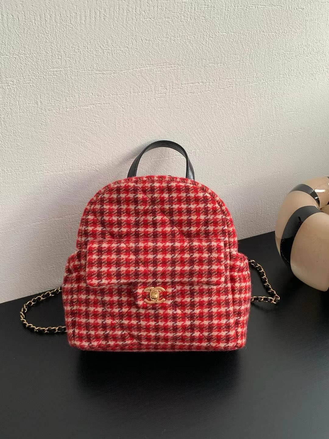 シャネルバッグ 補修コピー レザー 本革 格子模様 バックバッグ 眩しい レッド_1