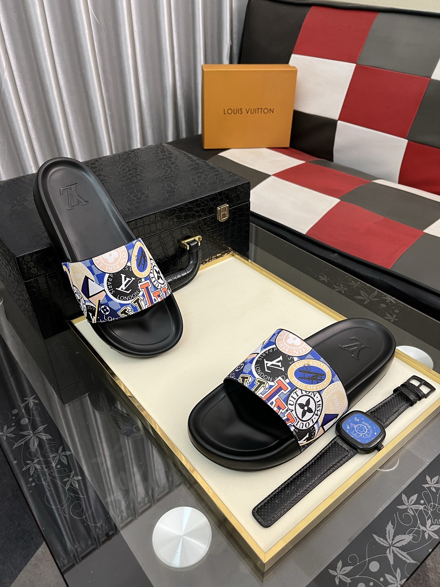 ルイヴィトントングサンダルスーパーコピー 夏品 スリッパ  カジュアル ゆったり ブルー_2
