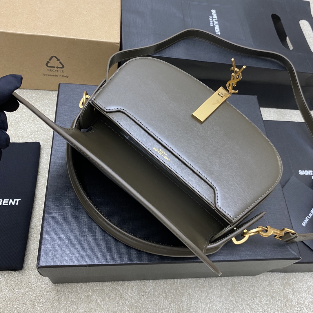 サン ローラン ハンドバッグ偽物 優雅レディ 牛革 レザー 斜め掛け ハンドバッグ 787671 グレー_3