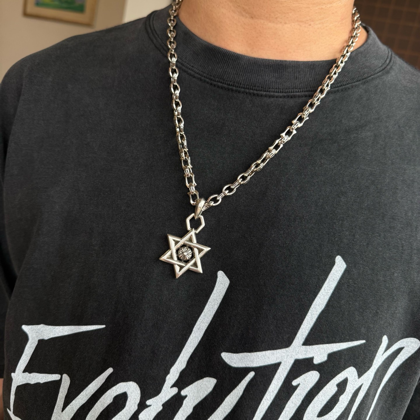 クロムハーツネックレス 重ね付けコピー ハンサム ファッション 星かたち シルバー_3