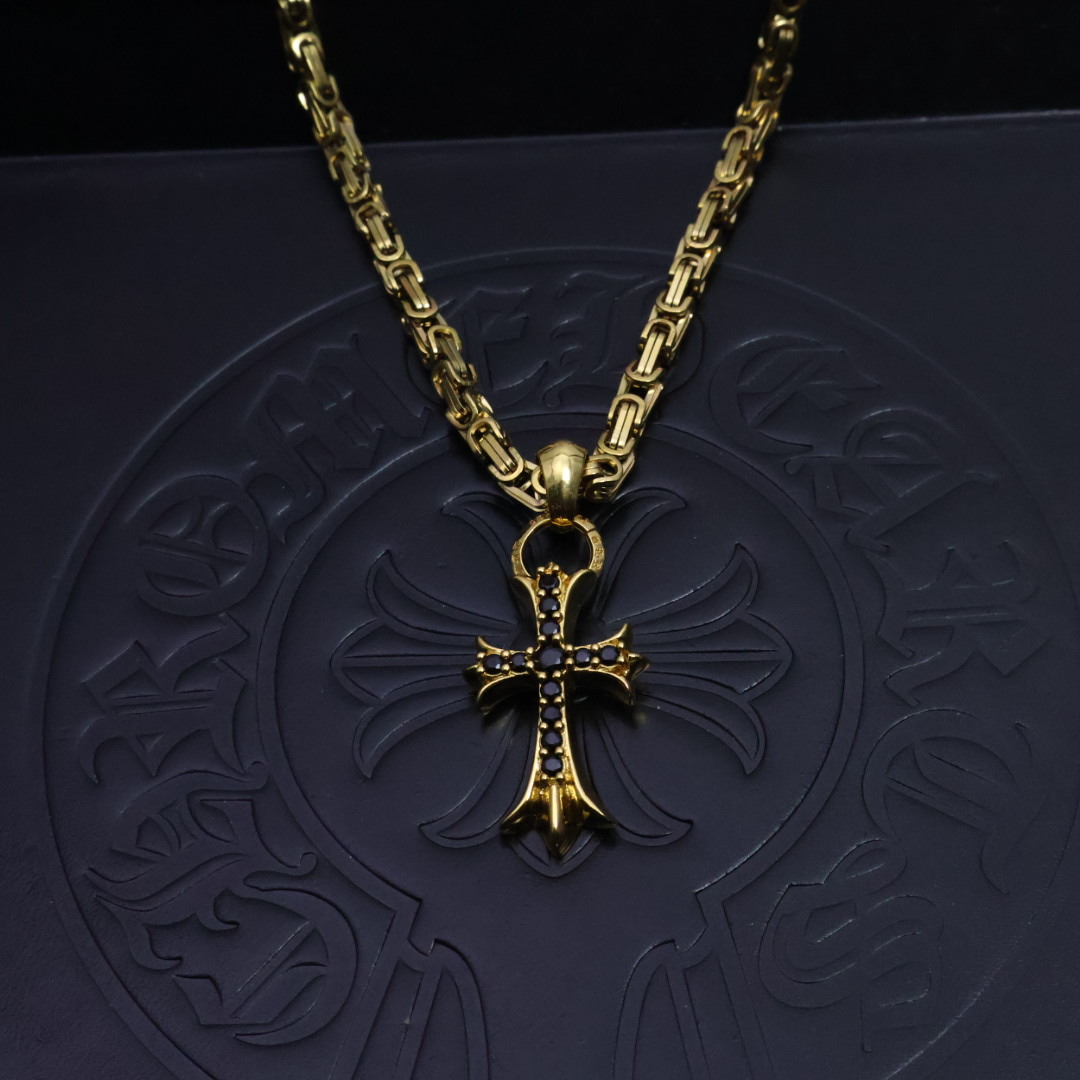 最新販売 クロムハーツネックレス 公式偽物 カップル 十字架 ファッション ゴールド色_2