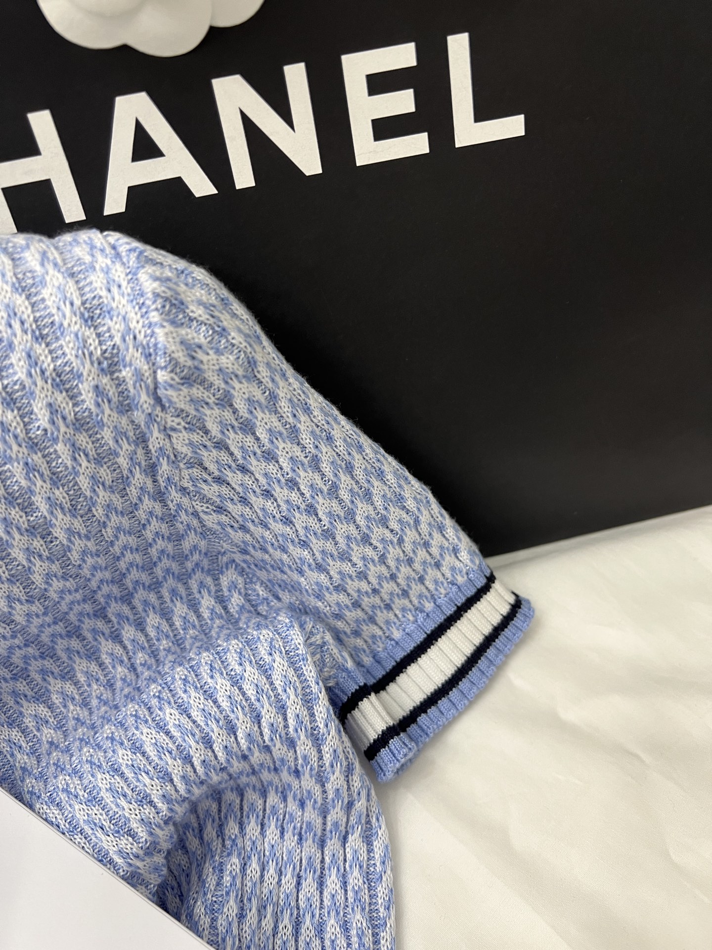 高級感 chanel t シャツスーパーコピー 柔軟 ニット素材 トップス 半袖 シンプル ブルー_5