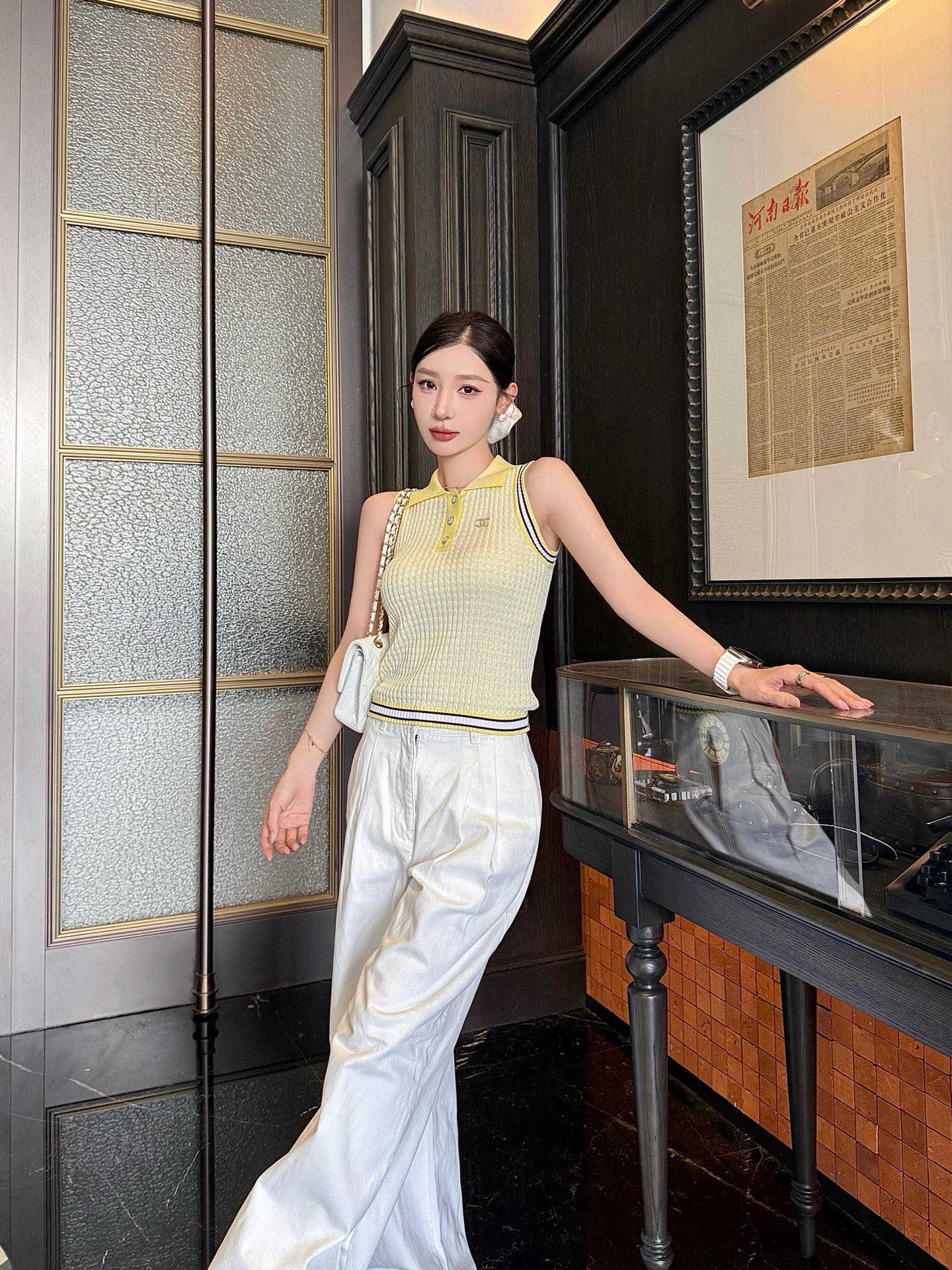 爆買いで大得価のchanel ティー シャツ激安通販 柔軟 ニット素材 トップス 無袖 シンプル イエロー_1