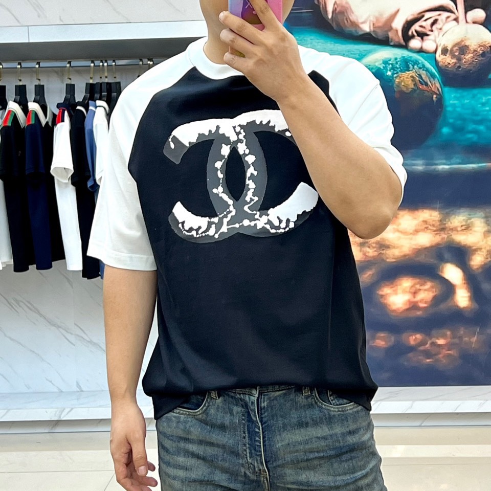 シャネル t シャツ レディースコピー 柔軟 トップス 短袖 純綿 シンプル 男女兼用 ブラック_6