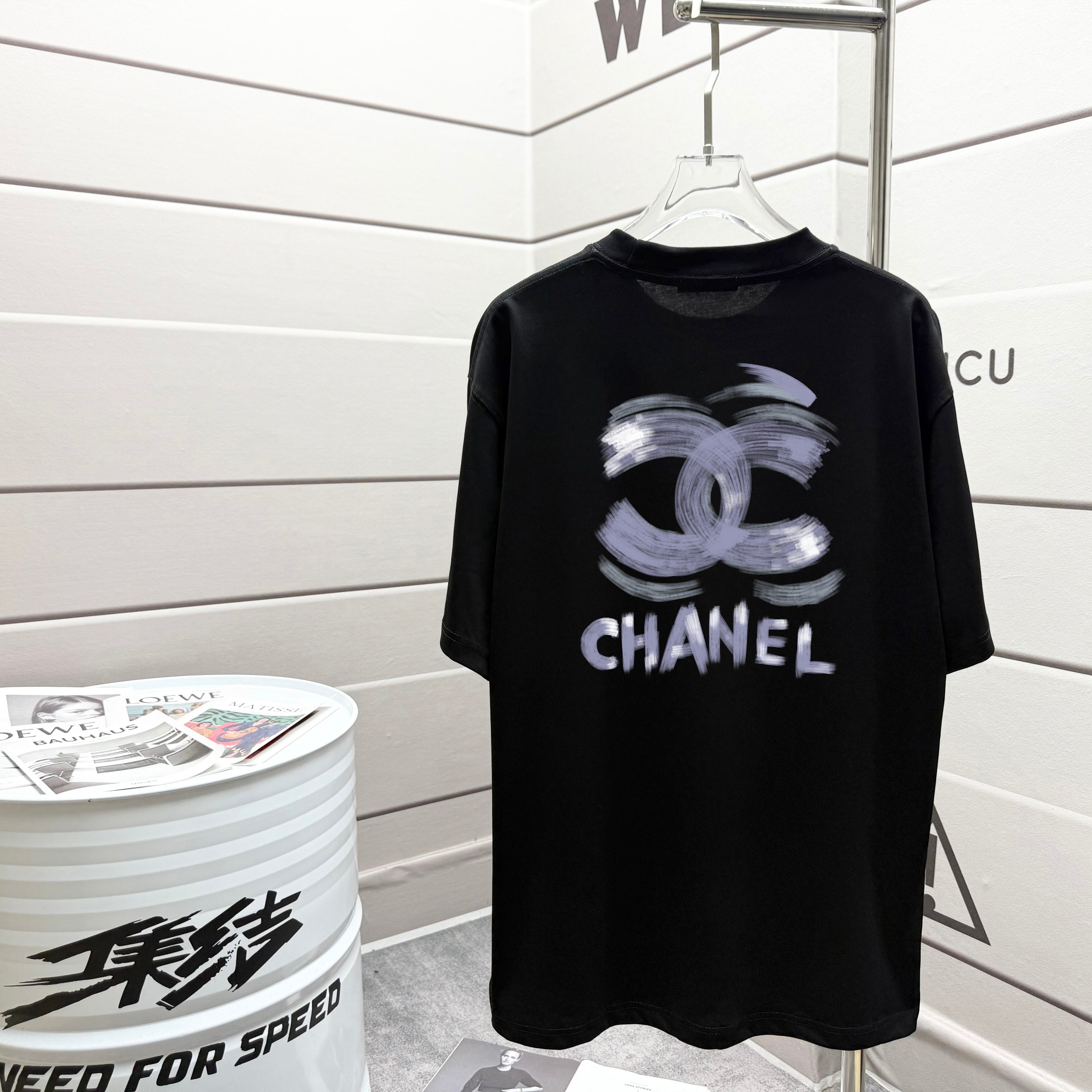 chanel t シャツ メンズ偽物 シンプル 柔軟 トップス 短袖 100％綿 ゆったり ブラック_2