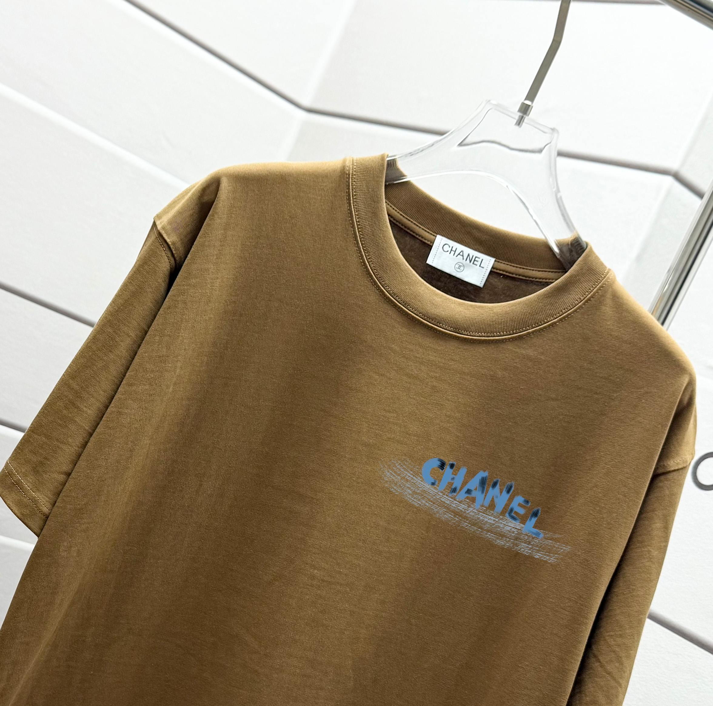 chanel t シャツ スーパーコピー シンプル 柔軟 トップス 短袖 100％綿 ゆったり ブラウン_3