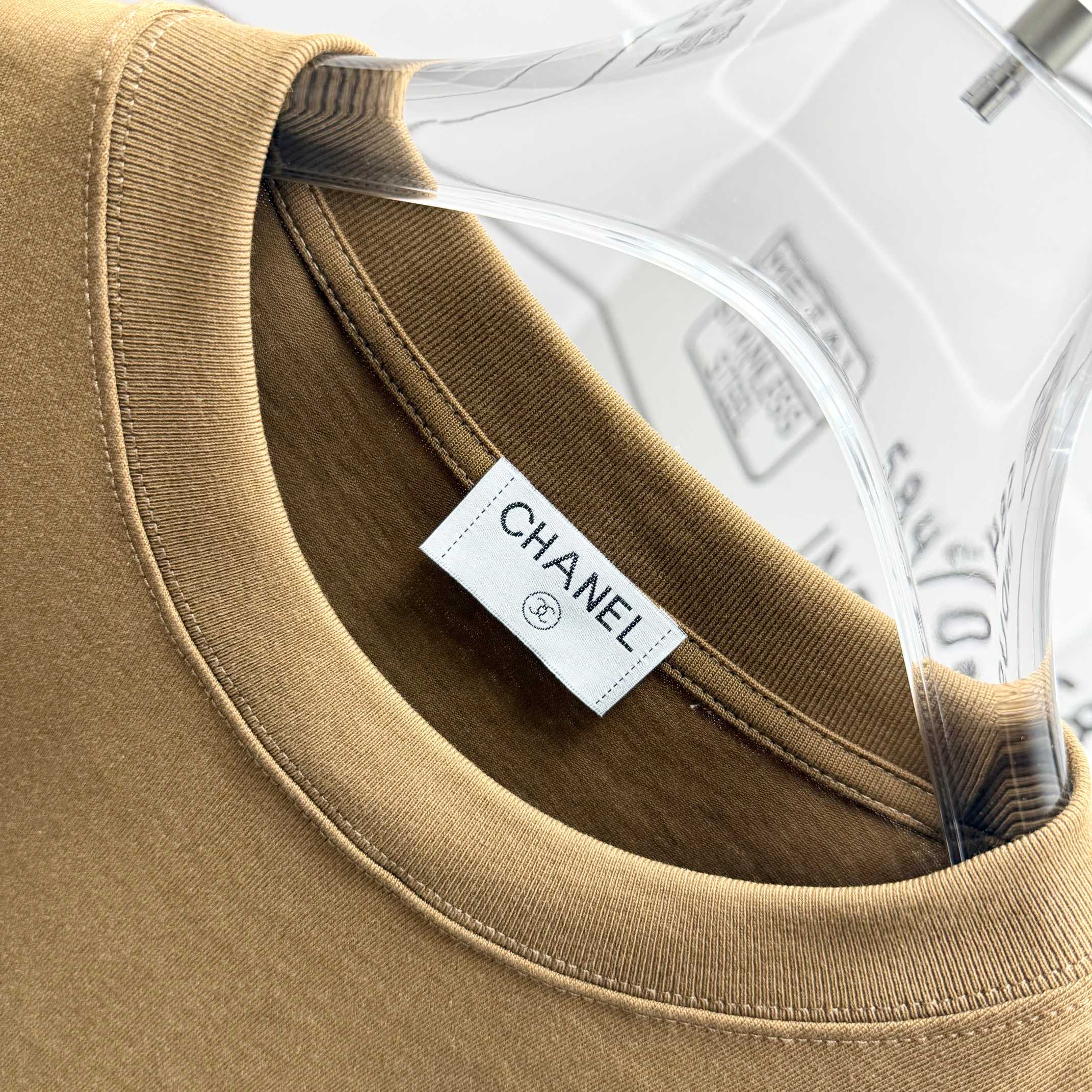 chanel t シャツ スーパーコピー シンプル 柔軟 トップス 短袖 100％綿 ゆったり ブラウン_4