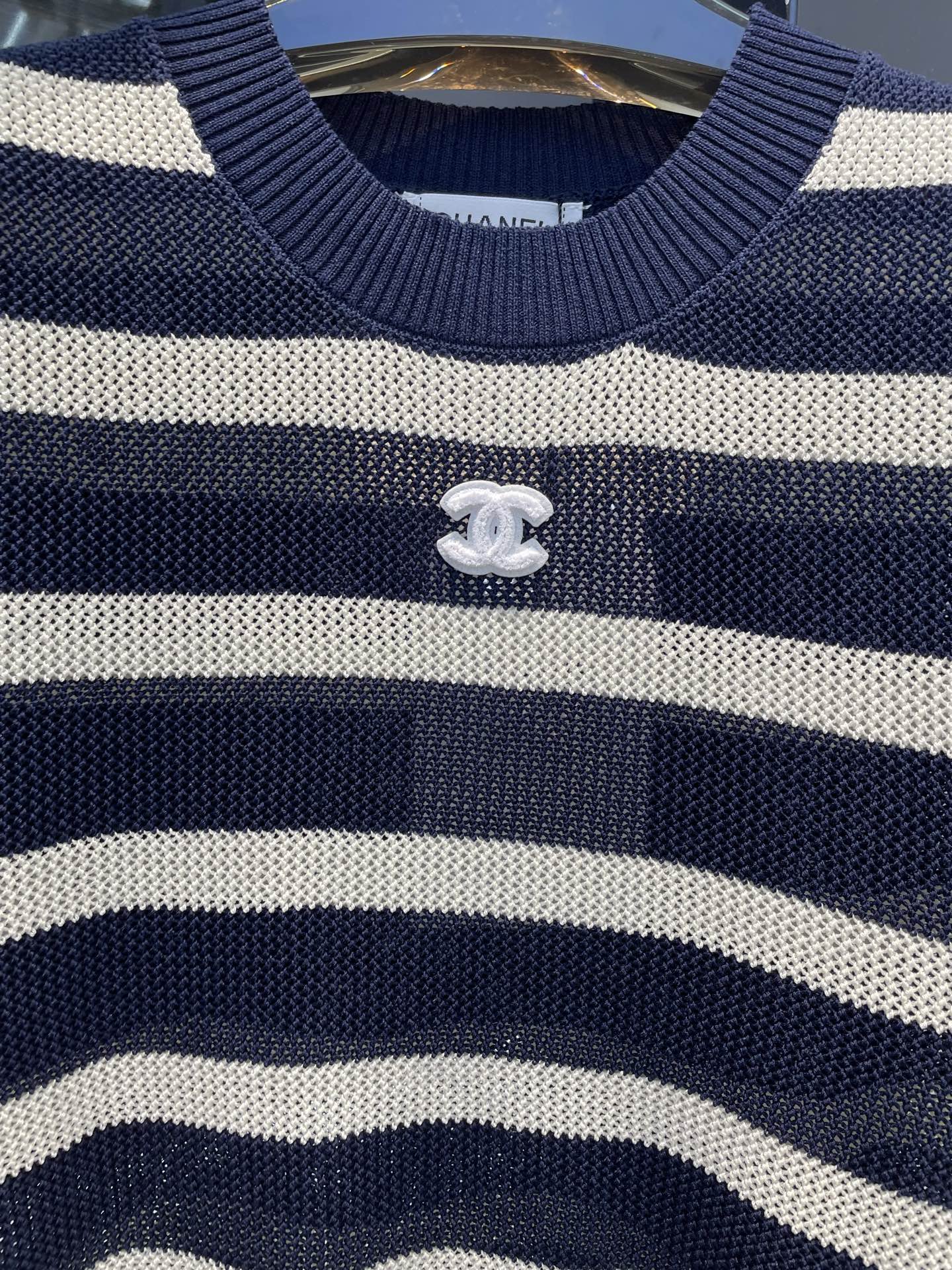 chanel の t シャツ偽物 シンプル 柔軟 トップス 短袖 100％綿 横縞 ブラック_3