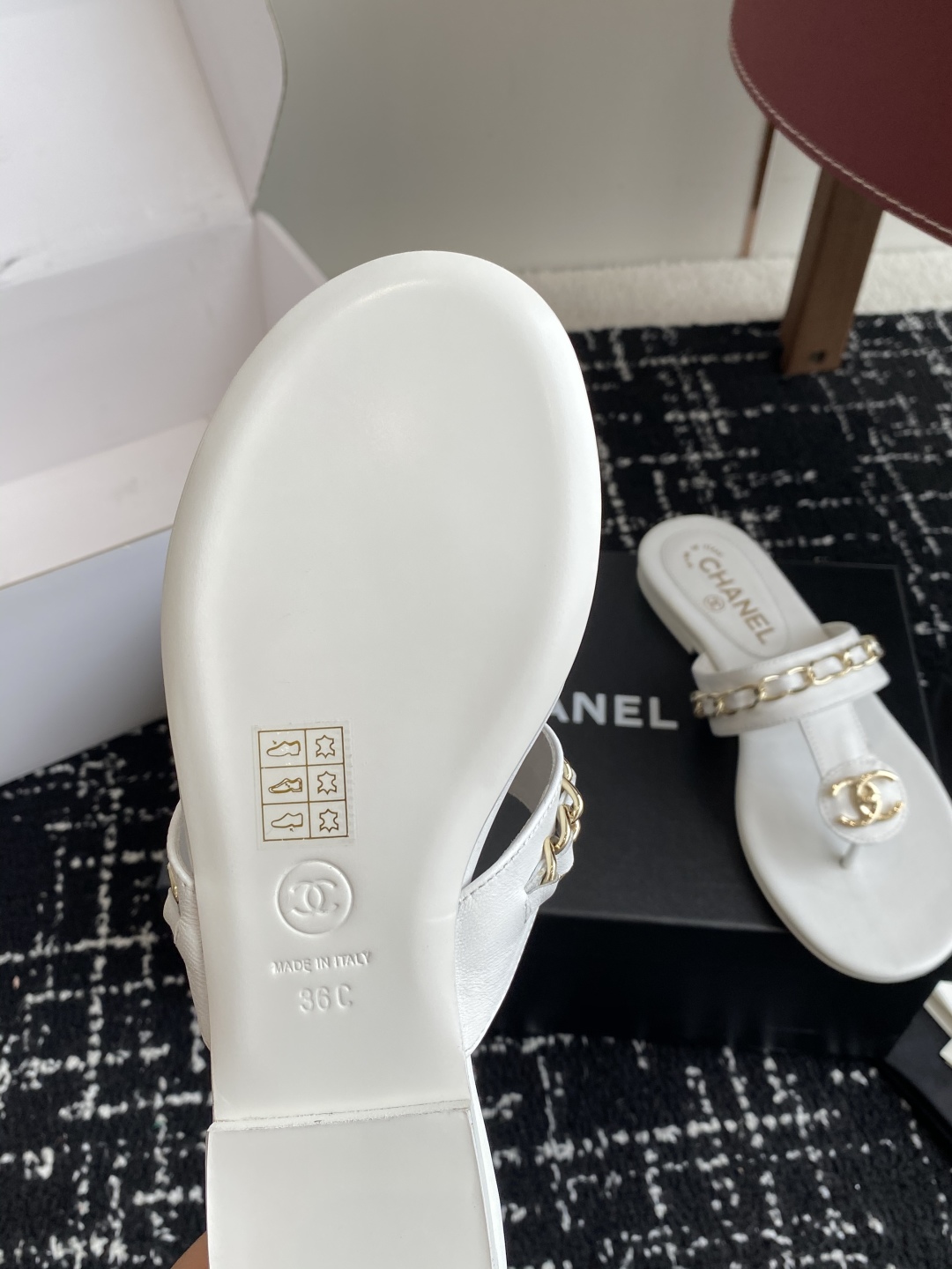 お値打ち価格 シャネル風 シューズ激安通販 スリッパ サンダル 高品質 ファッション ホワイト_9