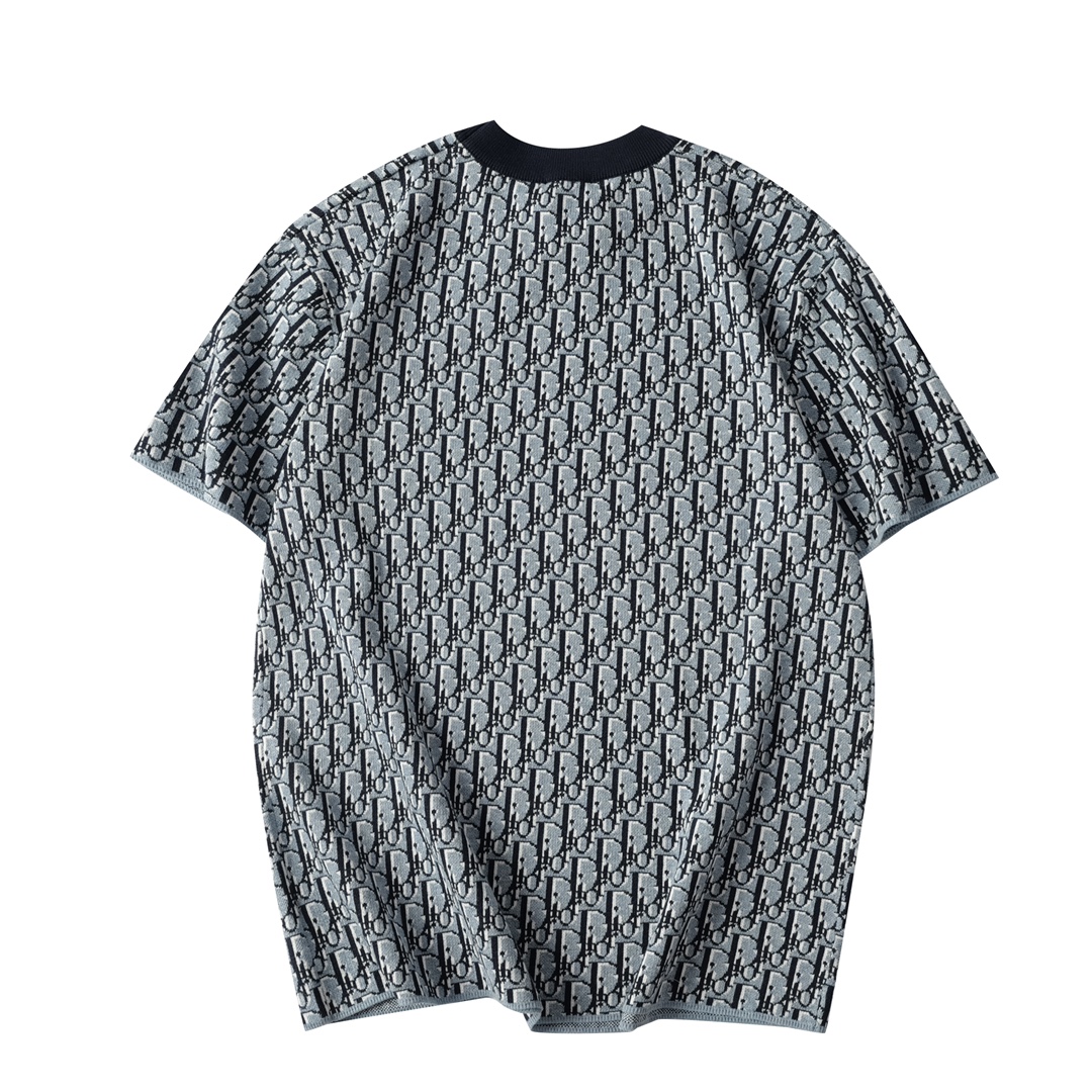 メンズ ディオールtシャツコピー 短袖 トップス  純綿 シンプル 花柄 ブルー_2