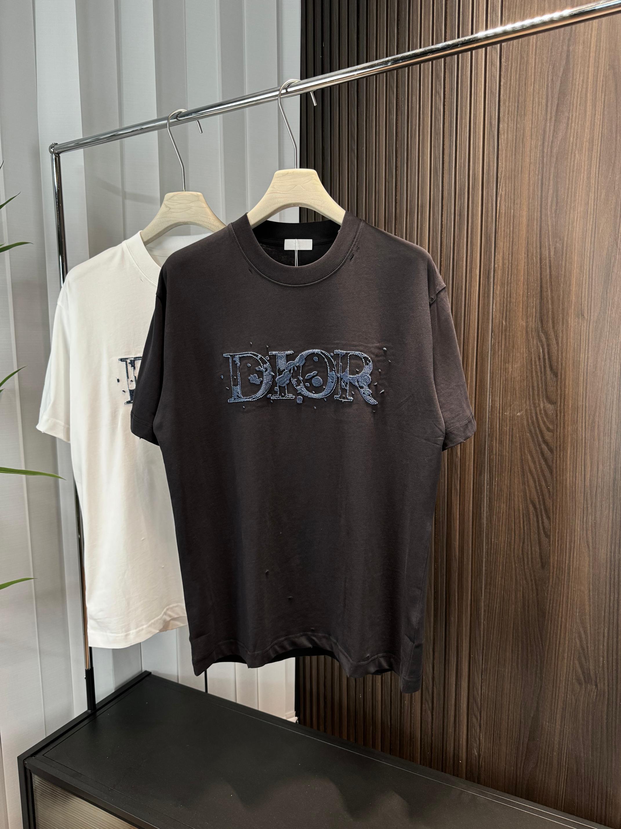 高品質 ディオールtシャツメルカリスーパーコピー シンプル 短袖 トップス  純綿 ブラック_1