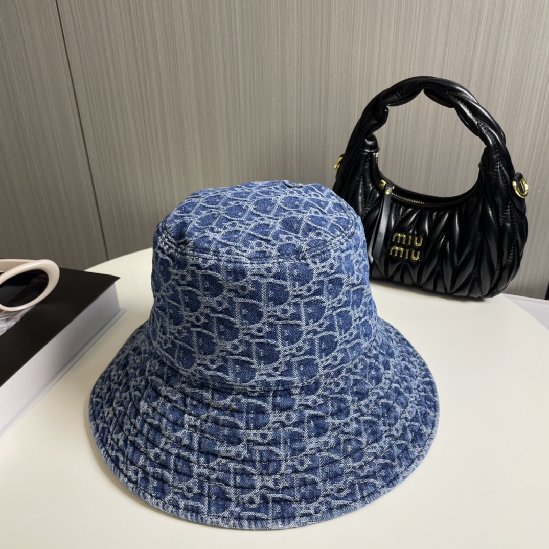 超激得の新品 キャップ ディオールスーパーコピー デニム帽子 日焼け止め 花柄 ブルー_1