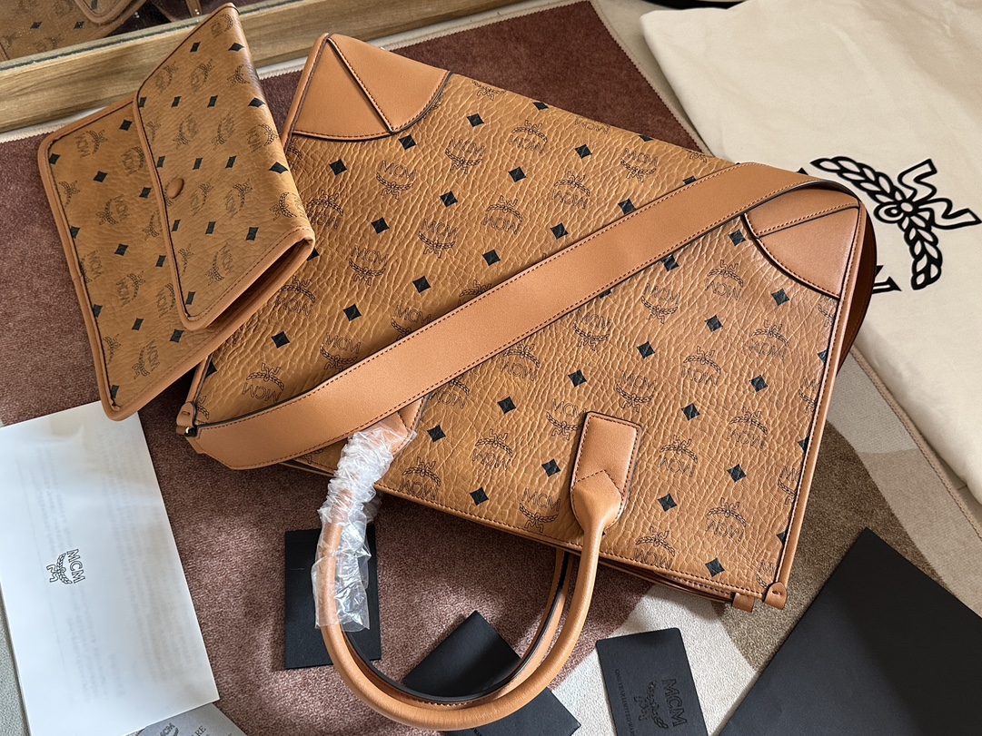 mcm トート偽物 エムシーエム レザー 優雅レディ 上質 ハンドバッグ トート 6410 ブラウン_3
