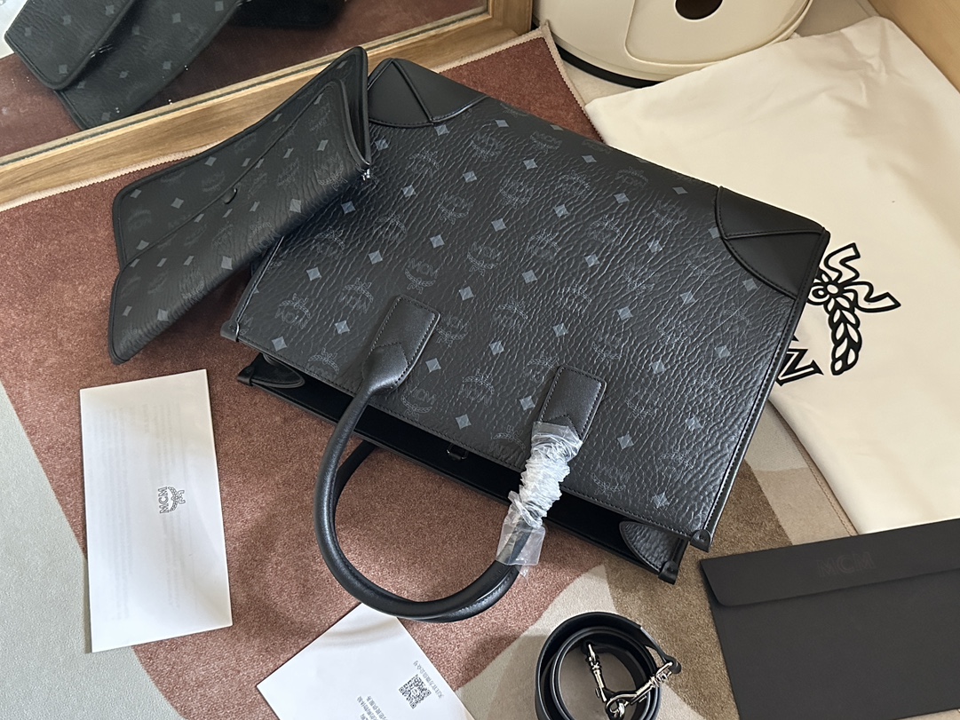 mcm バッグ 値段コピー エムシーエム レザー 優雅レディ 上質 ハンドバッグ トート 6410 ブラック_3