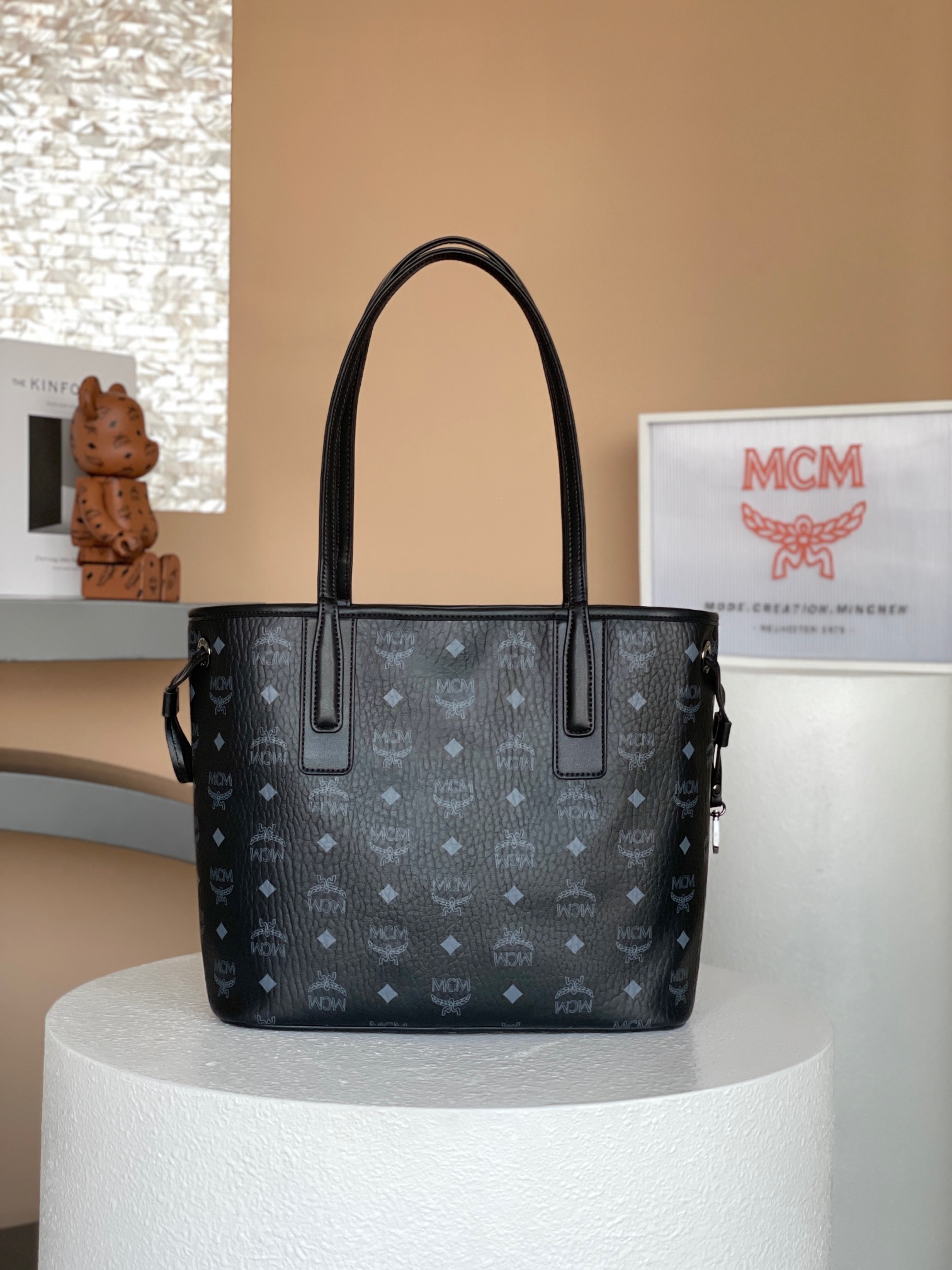 mcm ラッピングＮ級品 優雅レディ エムシーエム 牛革 トート ハンドバッグ 両面 ブラック_2