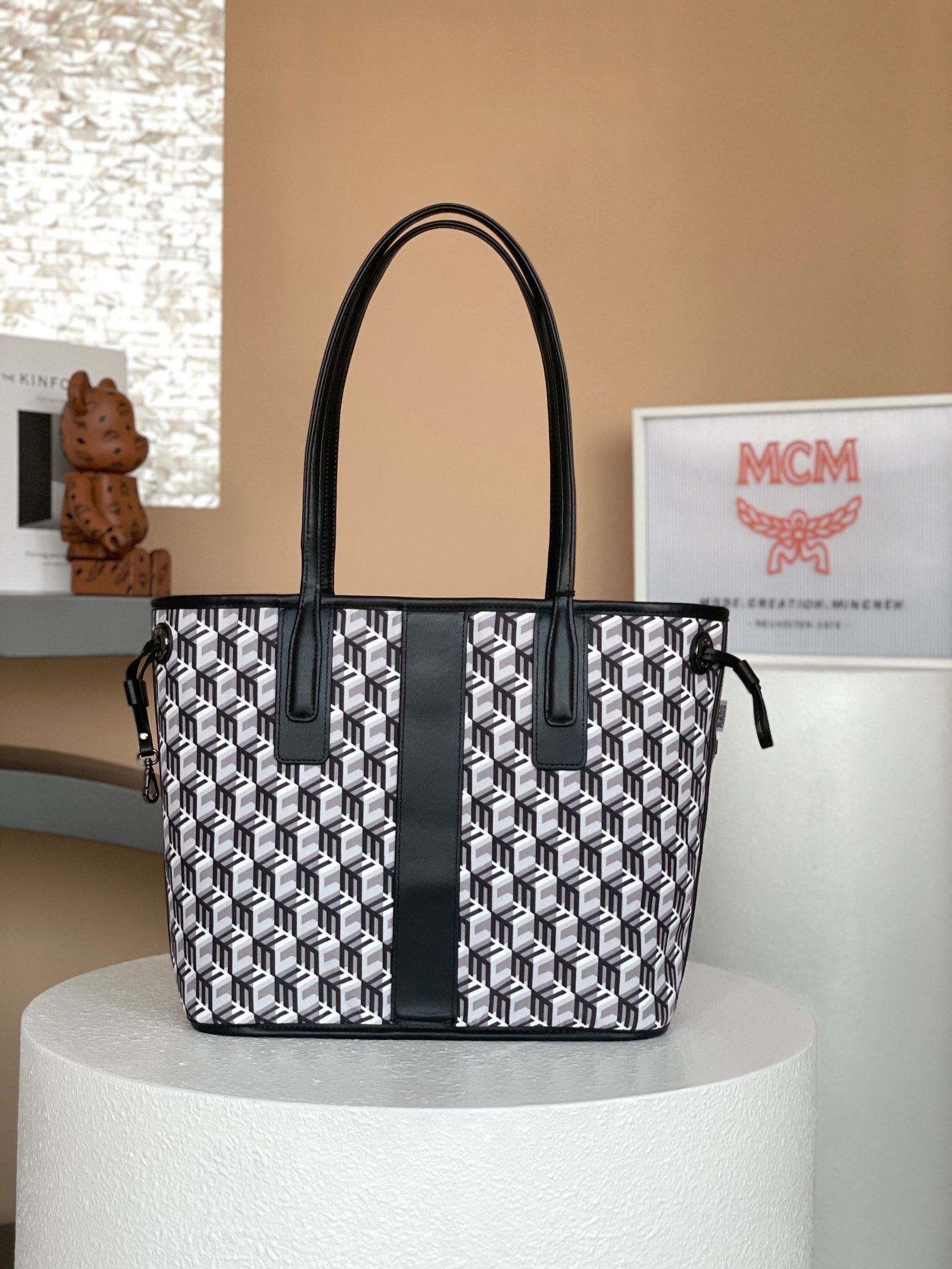 mcm ラッピングＮ級品 優雅レディ エムシーエム 牛革 トート ハンドバッグ 両面 ブラック_4