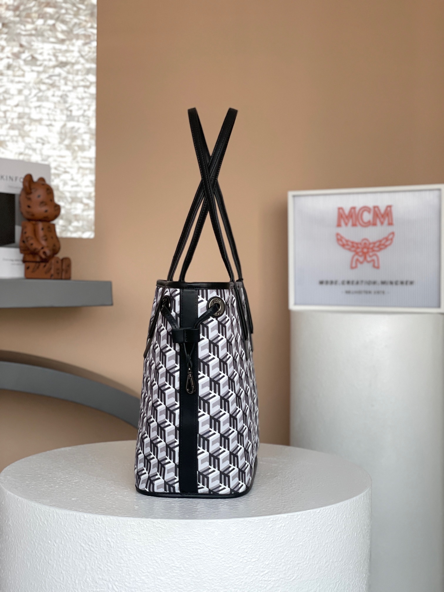 mcm ラッピングＮ級品 優雅レディ エムシーエム 牛革 トート ハンドバッグ 両面 ブラック_5