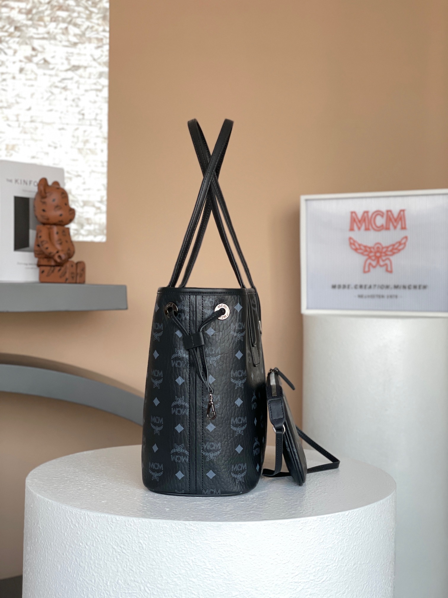 mcm ラッピングＮ級品 優雅レディ エムシーエム 牛革 トート ハンドバッグ 両面 ブラック_6