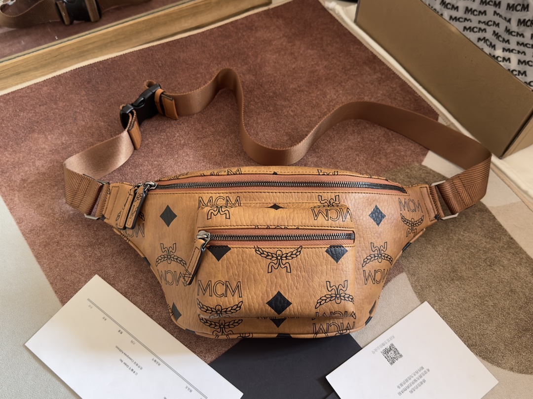 MCM エムシーエム リュックスーパーコピー 優雅レディ 牛革 腰バッグ 高級感 1050 ブラウン_2