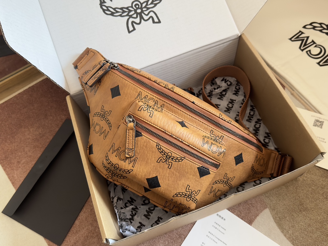 MCM エムシーエム リュックスーパーコピー 優雅レディ 牛革 腰バッグ 高級感 1050 ブラウン_3