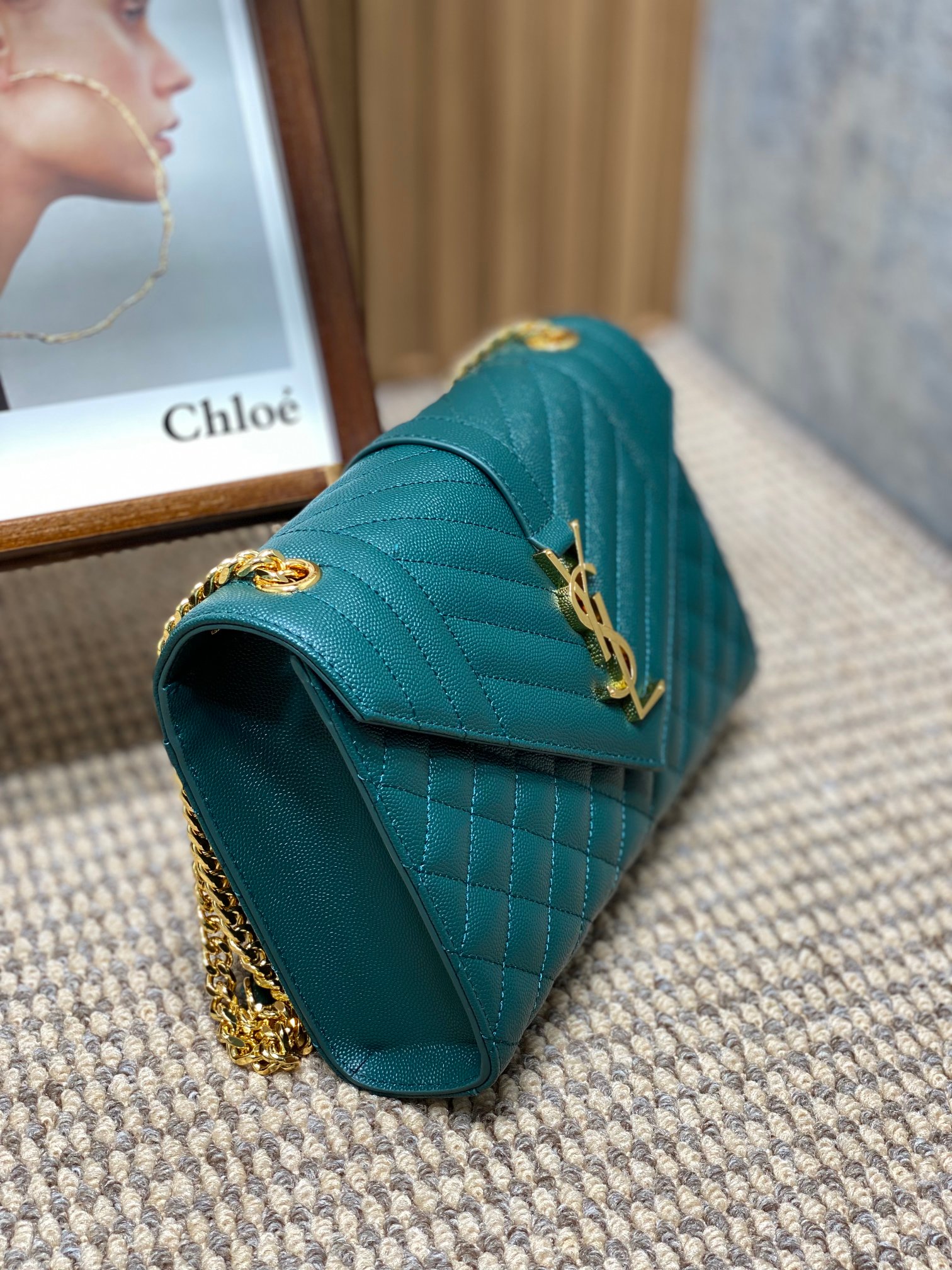 眩しい サン ローラン キャンバス トート偽物 優雅 ハンドバッグ 本革 チェーン 392739 ブルー_3