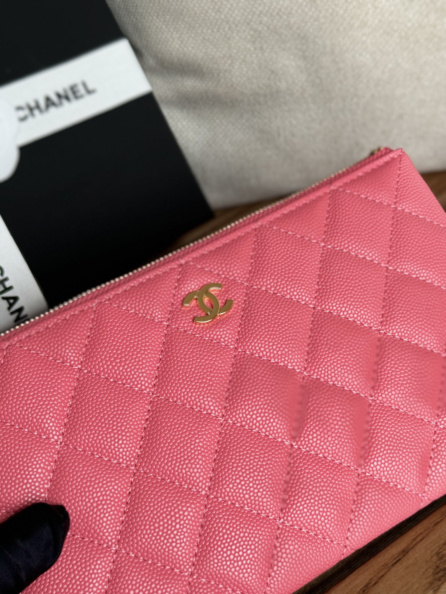 レディース シャネル 財布偽物 牛革 レザー 手持ち シンプル 長財布 ピンク_3